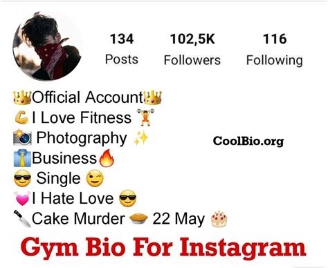 bio for gym boys.